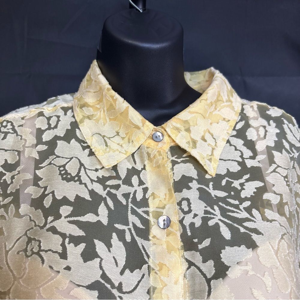 Notations Yellow Floral Button Down Shirt XL - Picture 6 of 13